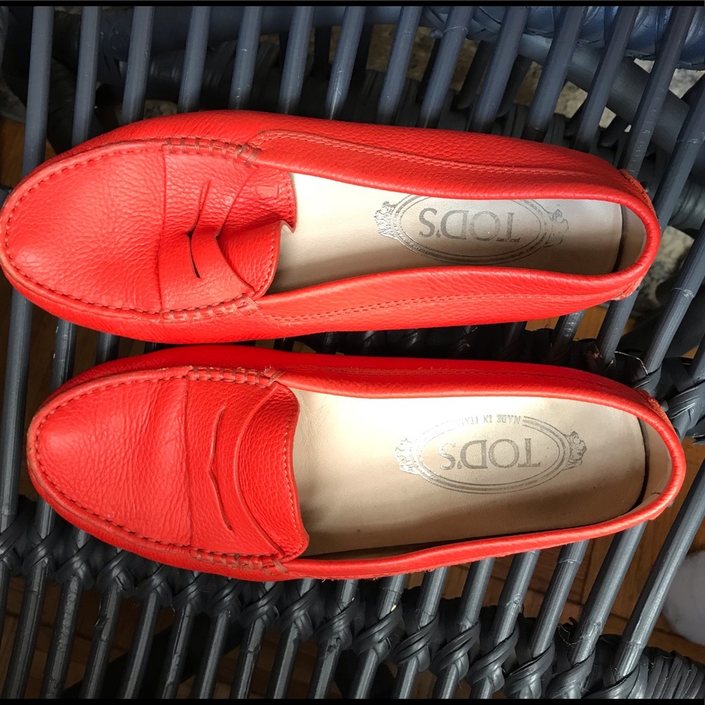 Bright Red Orange TOD’S Loafers 36